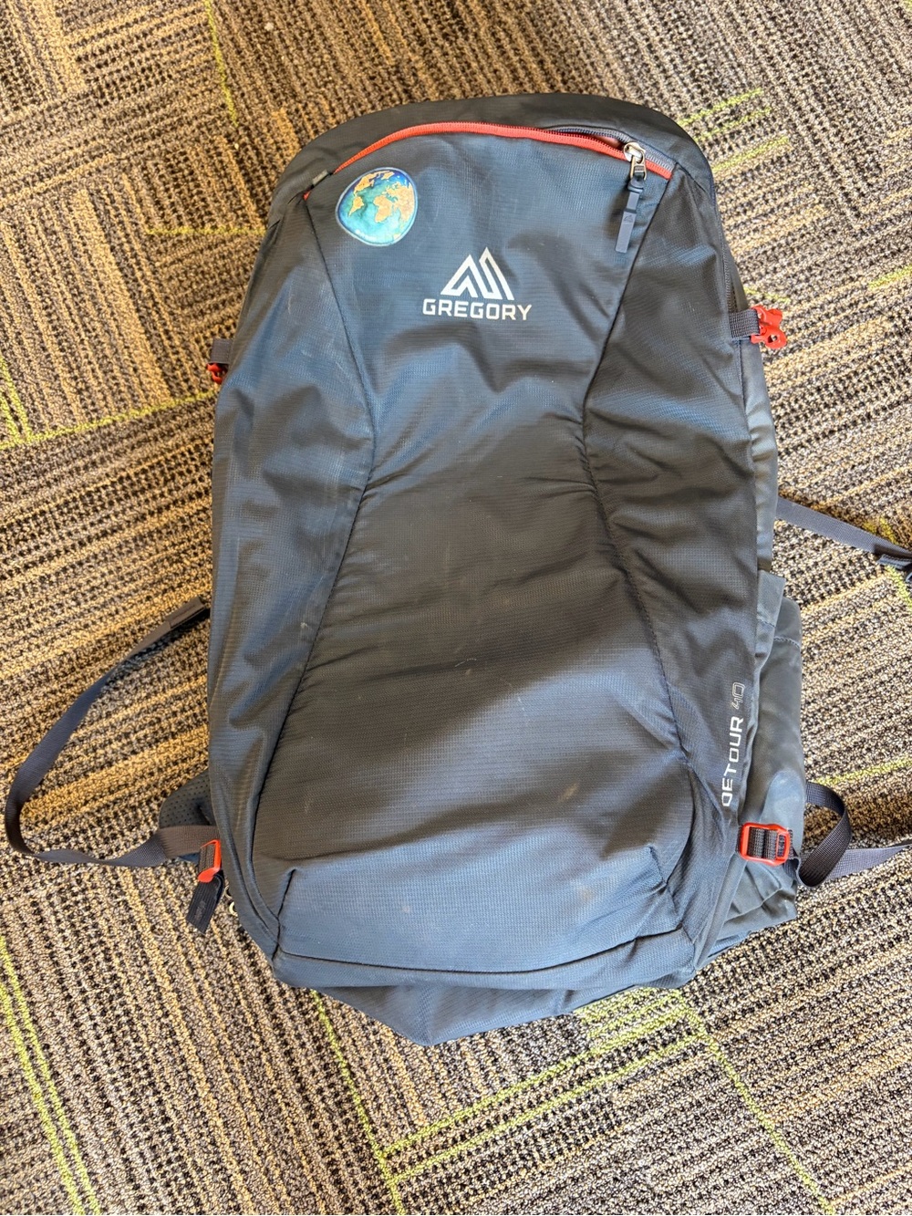 Gregory Black Backpack with Red Trim